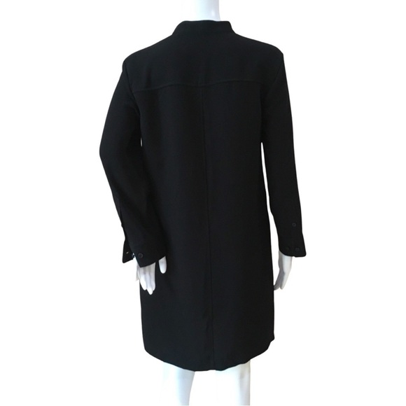 Theory jullitah admiral crepe Shirtdress lace up long sleeve mini black size 2 - Picture 3 of 7